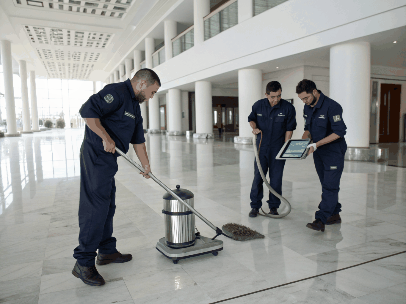 Professionelles Reinigungsteam bei der Arbeit
