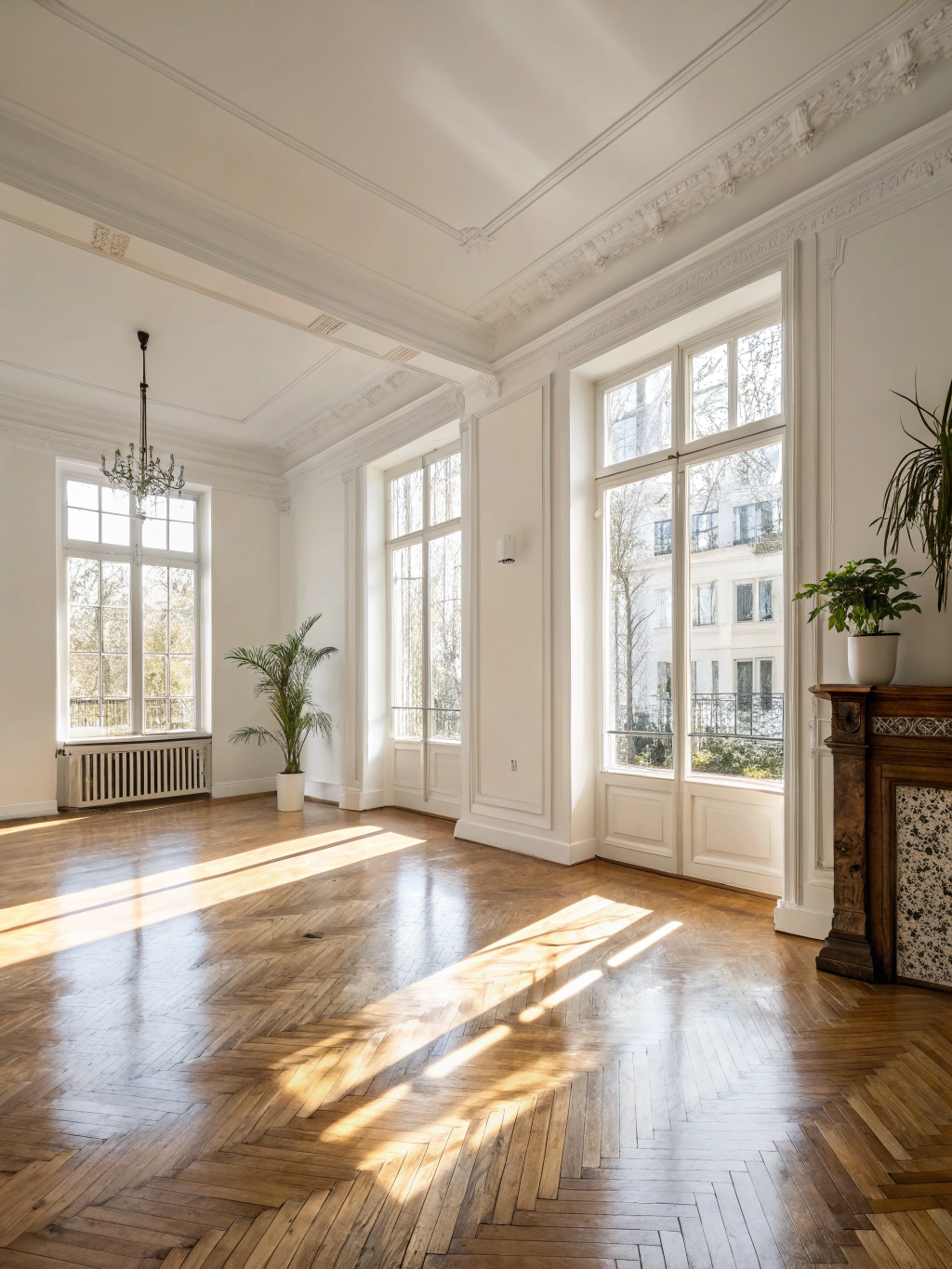 Leere, frisch gereinigte Wohnung bereit für die Übergabe